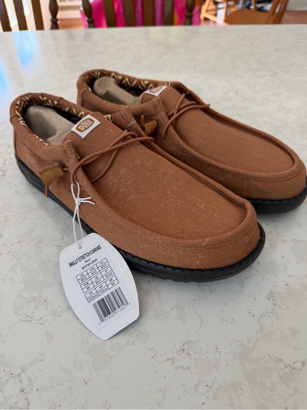 Hey Dude Men’s Rust Brown Canvas Slip-On Loafers size 13 new